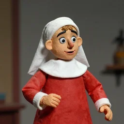 skary nun, movie still, 1960's Rankin Bass stop motion, horror, high quality