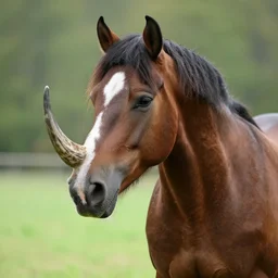 a strong horse with a rhino - horn