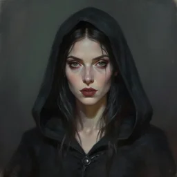 « a painting of a woman with a hood on, a digital painting by charlie bowater, featured on cgsociety, fantasy art, behance hd, wiccan, artstation hd »