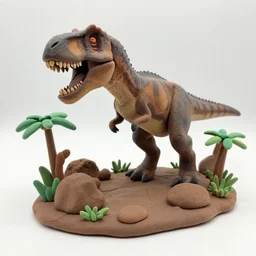 a diorama of jurassik park made of clay