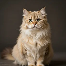 a cat with Long blonde hairs