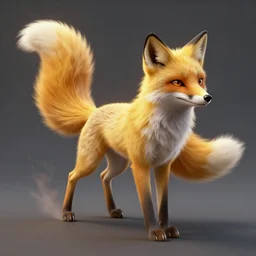 ultra realistic illustration, full body, motion blur, ( ( ( a fantasy yellow fox with two tails ) ) ), intricate, highly detailed, digital painting, concept art, smooth, sharp focus, houdini, fluid simulation, particle, octane render, unreal engine, trending on artstation