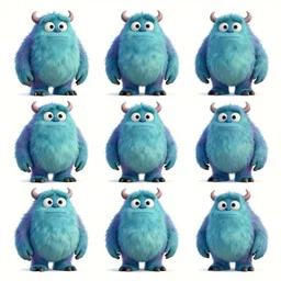 character studies of the procrastination monster, style by pixar, brad bird, artstation, character sheet
