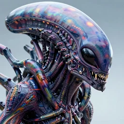 vfx movie scene closeup monstrous alien with streaks of color in its skin creature in underground rocky cave. by emmanuel lubezki