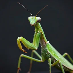 portrait of green anthropomorphic mantis religiosa ; hard predatory look ; d & d rogue ; invisibility cloak ; flat triangle - shaped head with thin thread - like antennae ; concept art ; artstation ; 8 k ; wallpapers ; heavy contrast ; cinematic art ; cgsociety ; art by greg rutkowski and artgerm