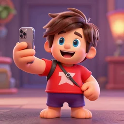 Vanellope von Schweetz from Wreck-It Ralph taking a selfie. 3D Render