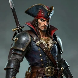 highly detailed concept art portrait of a vampire coast pirate from warhammer, hdr studio lighting, artstation