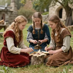medieval girls working