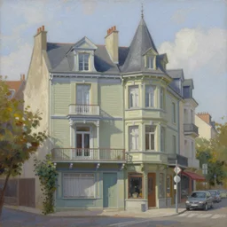 painting of nantes, france with victorian homes by michael garmash