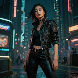 a supermodel doing a photoshoot in a bladerunner universe.
