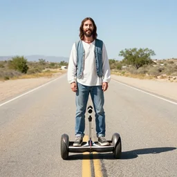 jesus on a hoverboard on route 66