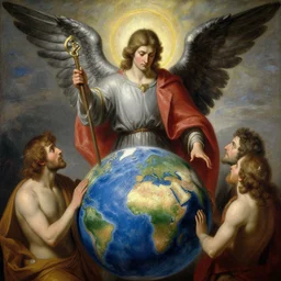 saint michael the angel, guarding the planet from evil. highly detailed painting by gaston bussiere, craig mullins, greg rutkowski 8 k