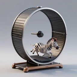 A zebra running Hamster Running Wheel, Alexander Jansson style, many details, ultra detailed, octane render, real engine 5
