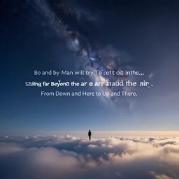 By and by Man will try To get out into the sky, Sailing far beyond the air From Down and Here to Up and There. Stars and sky, sky and stars Make us feel the prison bars, rule of thirds, rendered in octane, rendered in Corona, rendered in vray, rendered in Arnold, insanely detailed, photorealistic, cinematic, global illumination, no grain