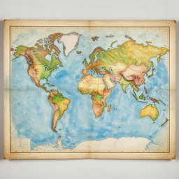 a old map of the world as painting by miro