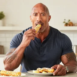 Dwayne Johnson eating eggos