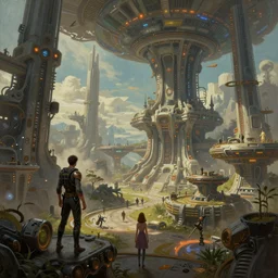 a beautiful painting of an elaborate utopian sci - fi scene painted by hr giger and lisa frank, for a 2 d platform we video game, detailed, unreal engine, 4 k octane render, raytracing, volumetric lighting, epic, shadows,