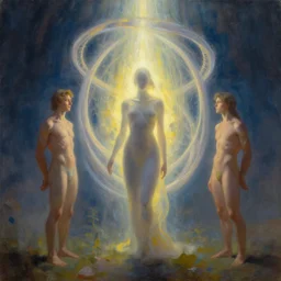 beings of light technology, toroidal transcendence, tim hildebrandt, bruce pennington, donato giancola, trending on artstation, cinematic composition, beautiful lighting, hyper detailed, 8 k, oil on canvas
