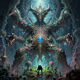 a complex hyperdetailed maximalist dmt trip illustration by legendary artist salviadroid