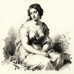guercino. ink study of woman sitting