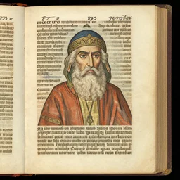an ancient biblical manuscript with image of fyvush finkel