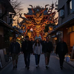 evening tokyo walk in tachikawa. atmospheric lighting, painted, menacing, intricate, volumetric lighting, beautiful, rich deep colours masterpiece, golden hour, sharp focus, ultra detailed, by leesha hannigan, ross tran, thierry doizon, kai carpenter, ignacio fernandez rios