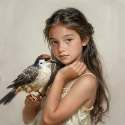 portrait of a young pocahontas, bird, dreamy and ethereal, expressive pose, peaceful expression, elegant, highly detailed, digital painting, artstation, concept art, smooth, sharp focus, by gil elvgren by harry ekham
