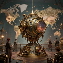 teleportation machine in a steampunk world, with people using it to travel around the world by emma geary