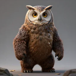 A large magical beast called an Owlbear, the beast has the body of a bear and the head of an owl, 8k, Unreal Engine