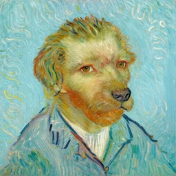 van gogh painted a portrait of a dog, highly detailed, byvan gogh