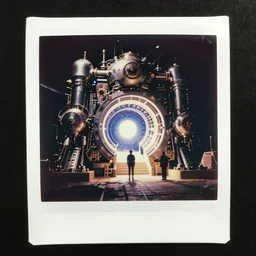 a disturbing polaroid photograph, a huge machine built by the CIA to open a portal to the elder dimension pure energy render detailed sharpening