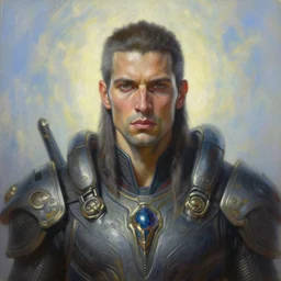 portrait oil painting, perfect expression, subconscious connects, purified consciousness, riddick, farscape, emperier god king kash patel, fantasy character portrait, ultra realistic, wide angle, intricate details, mass effect, artifacts, luminous skies, highly detailed, michael cheval, peter mohrbacher, boris vallejo, jessica rossier, oil painting, highly detailed, cinematic lighting, unreal, natural tpose