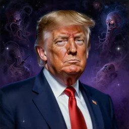 portrait of a mexican latino man that looks exactly like donald trump, cosmic horror painting, elegant intricate digital painting artstation concept art by mark brooks and brad kunkle detailed