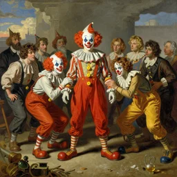 ferrari clowns, by wayne barlowe, by gustav moreau, by goward, by gaston bussiere, by roberto ferri, by santiago caruso, by luis ricardo falero, by austin osman spare, by saturno butto