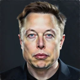 painting of Head shaved Elon musk