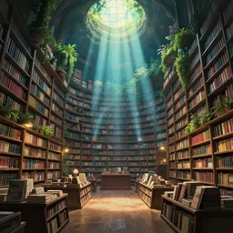 inside an empty book store, lush, studio ghibli, sylvain sarrailh, cinematic light, majestic, concept art, volumetric lighting, magic atmospheric, 8 k, wide angle, epic composition, award winning, artstation