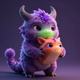 a lovecraftian creature carrying another creature in the style of pixar, adorable and whimsical,, fantasy, elegant, digital painting, artstation, unreal engine, octane render, concept art, matte, sharp focus, vibrant colors, high contrast, illustration, art by justin gerard