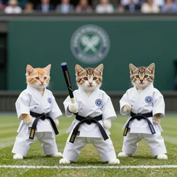kittens wearing karate suits on centre court at wimbledon