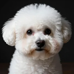 bichon frise dog white, headshot, dramatic lighting, photography, photorealistic