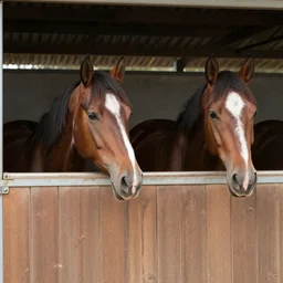horses in a stable