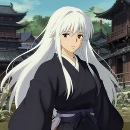 a full body portrait of a white haired japanese warrior princess with bangs, delicate features finely detailed perfect art, at an ancient city, gapmoe yandere grimdark, trending on pixiv fanbox, painted by greg rutkowski makoto shinkai takashi takeuchi studio ghibli
