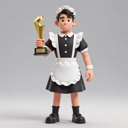 3 d render of jacksepticye in a maid costume, unreal engine, dslr, award winning, 8 k, octane beautifully detailed render, cold lighting, cinematic lighting, detailed photo,