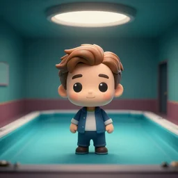 3 d octane render of a liminal space, liminal spaces, backrooms, pool rooms, chibi ryan gosling in the backrooms, octane render, 8 k, 4 k