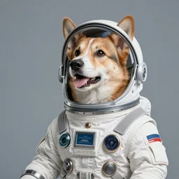 Korgi dog in spacesuit, woof woof, Wadim Kashin, in Peter Elson color scheme, featured in artstation, octane render, cinematic, elegant, intricate, 8k