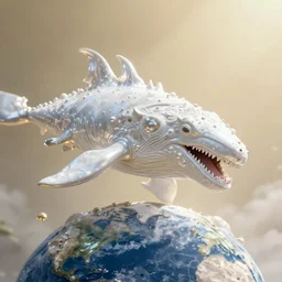 hyperrealistic very intricate pearlescent white leviathan swallowing the earth digital painting concept art james white! cinematic soft glow yellow lighting low angle hd 8k sharp shallow depth of field