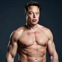 elon smusk extremely muscular, photograph