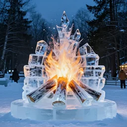 ice sculpture of a campfire