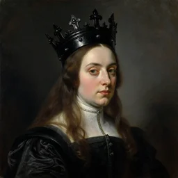 (((((The portrait of Lady in black wax crown))))) by Diego Velazquez !!!!!!, ((dark fantasy, witcher)), very detailed oil painting in the alla prima style, masterpiece, 8k