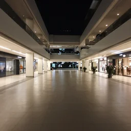 Empty mall at night, low quality photograph, liminal space
