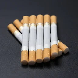 7 cigarettes, dark background, realistic